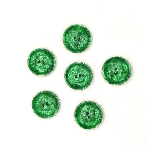6 boutons en résine vert - 22mm - a21