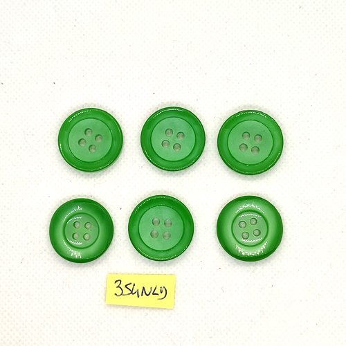6 boutons en résine vert - 22mm - 354nld