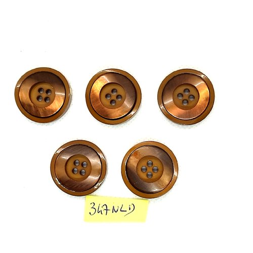 5 boutons en résine marron - 26mm - 347nld