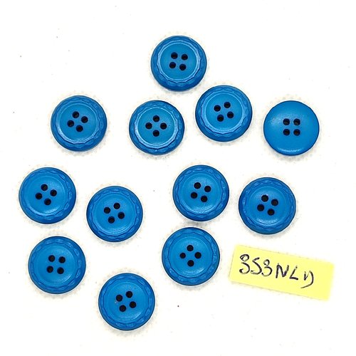 12 boutons en résine bleu - 14mm - 353nld