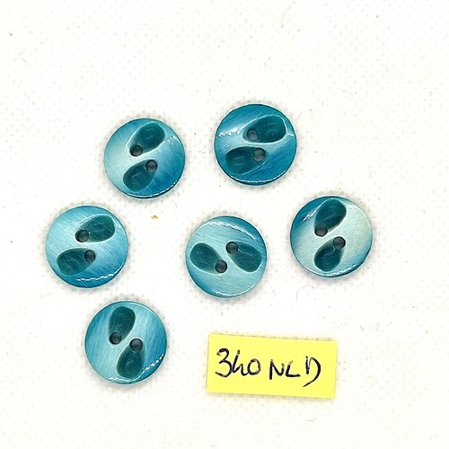6 boutons en résine bleu - 15mm - 340nld