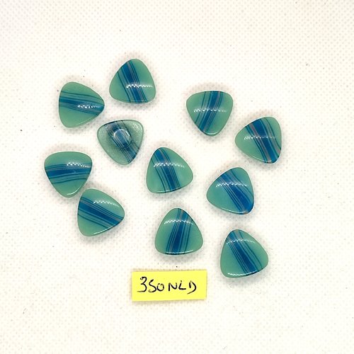 11 boutons en résine bleu et vert - 15mm - 350nld
