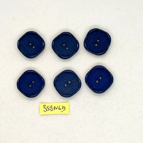 6 boutons en résine bleu - 20mm - 358nld