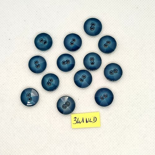 13 boutons en résine bleu / vert - 14mm - 341nld
