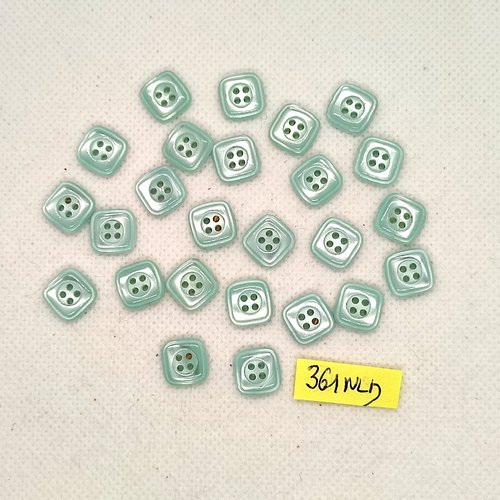 25 boutons en résine bleu clair - 11x11mm - 361nld