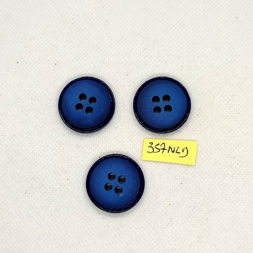 3 boutons en résine bleu - 27mm - 357nld