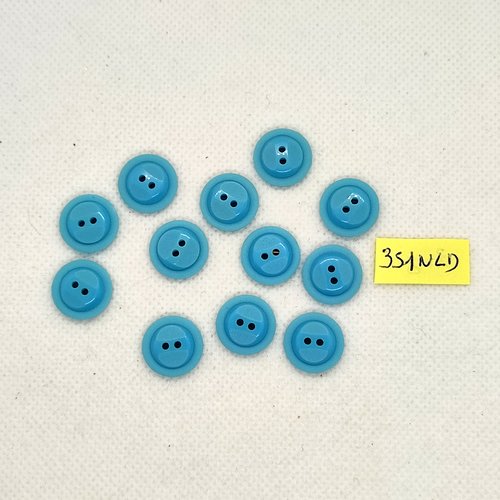 12 boutons en résine bleu - 14mm - 351nld