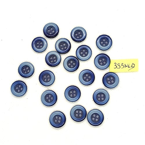 20 boutons en résine bleu - 14mm - 333nld
