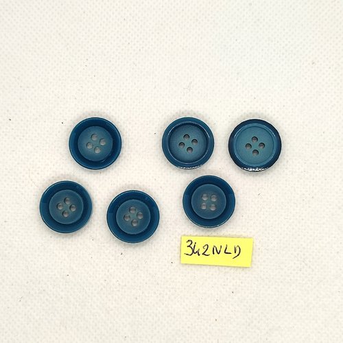 6 boutons en résine bleu / vert - 18mm - 342nld