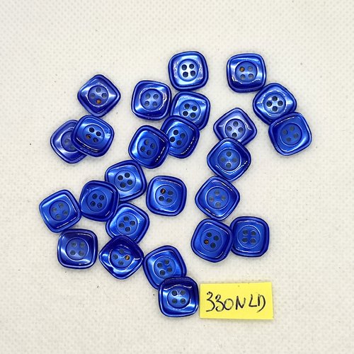 25 boutons en résine bleu - 11x11mm - 330nld