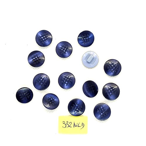 14 boutons en résine bleu - 14mm - 332nld