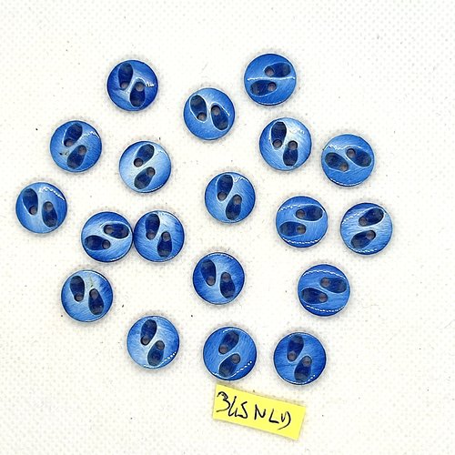 19 boutons en résine bleu - 13mm - 345nld