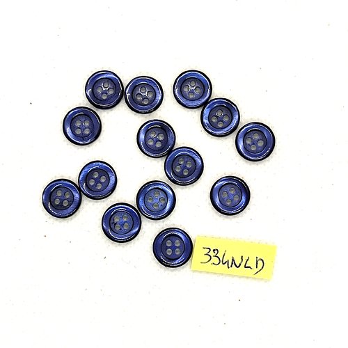 14 boutons en résine bleu - 11mm - 334nld