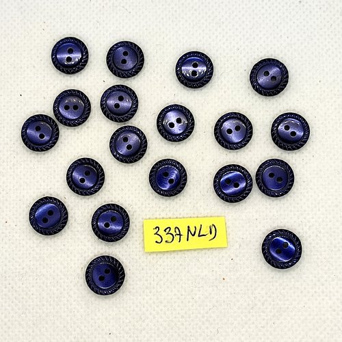 19 boutons en résine bleu - 11mm - 337nld