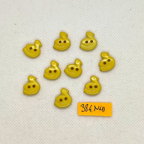 9 boutons en résine jaune / vert - canard - 14mm - 384nld