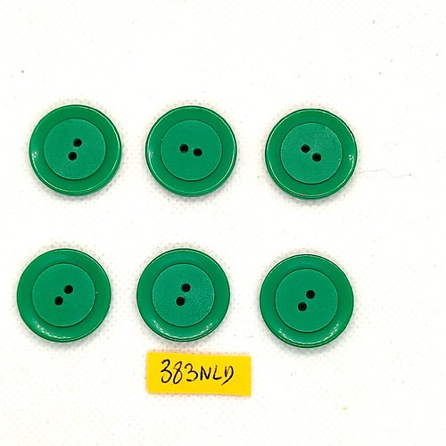 6 boutons en résine vert - 22mm - 383nld