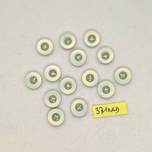 14 boutons en résine vert d'eau - 13mm - 371nld