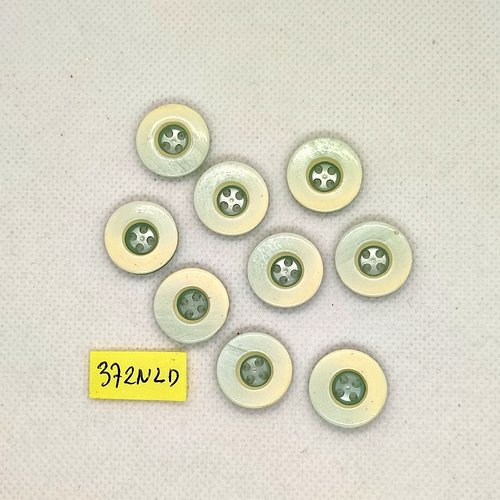 9 boutons en résine vert d'eau - 18mm - 372nld