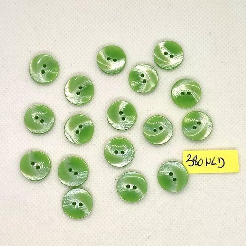 17 boutons en résine vert - 14mm - 380nld