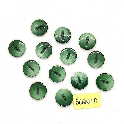 12 boutons en résine vert - 14mm - 366nld