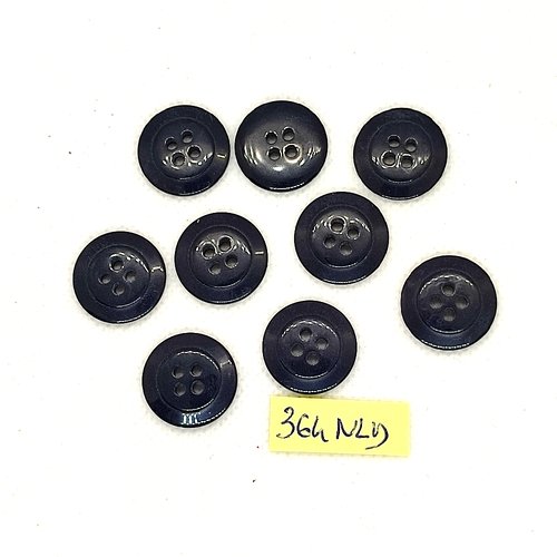 9 boutons en résine bleu foncé - 18mm - 364nld