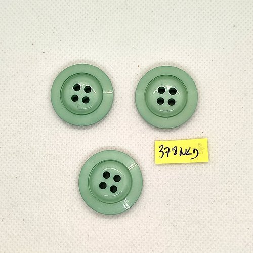 3 boutons en résine vert d'eau - 27mm - 378nld