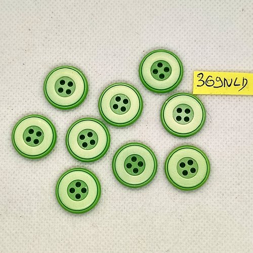 9 boutons en résine vert pomme - 18mm - 369nld