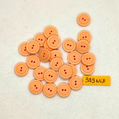 25 boutons en résine saumon / rose claie - 14mm - 399nld