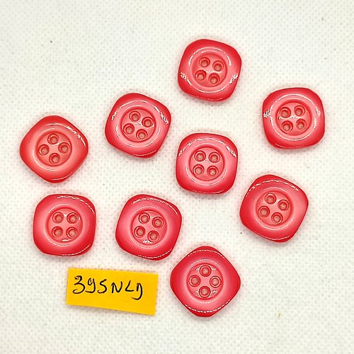 9 boutons en résine rose - 19x19mm - 395nld