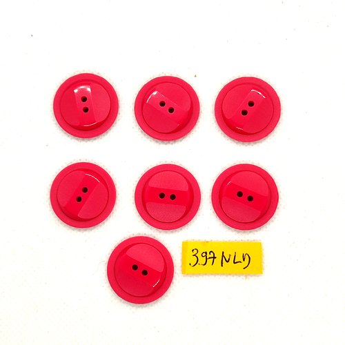7 boutons en résine fuchsia - 22mm - 397nld