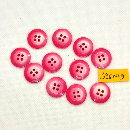 11 boutons en résine rose / fuchsia - 18mm - 396nld