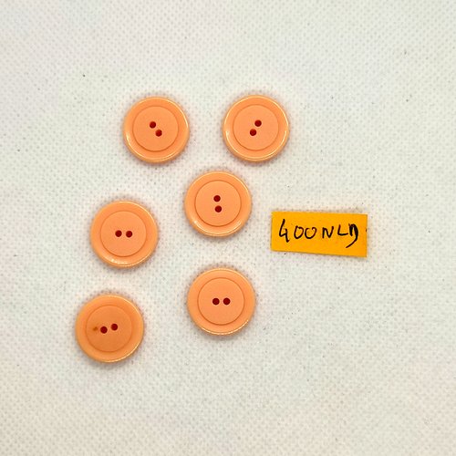 6 boutons en résine saumon / orange - 18mm - 400nld
