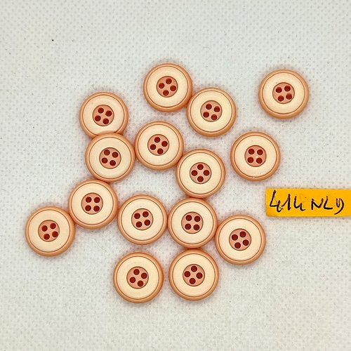 15 boutons en résine rose / orange - 14mm - 414nld