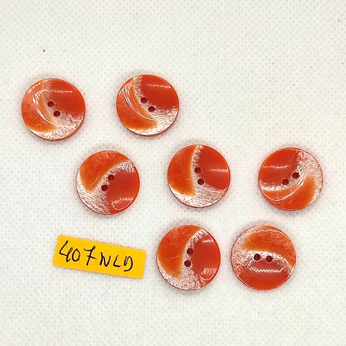 7 boutons en résine orange foncé - 18mm - 407nld