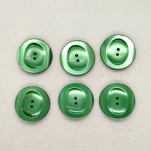 6 boutons en résine vert - 26mm - a22