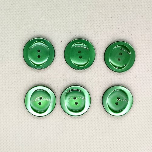 6 boutons en résine vert - 22mm - a22