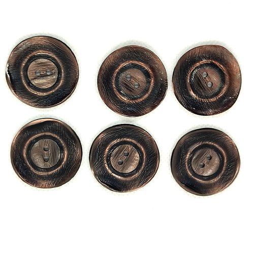 6 boutons en résine marron - 31mm - a23