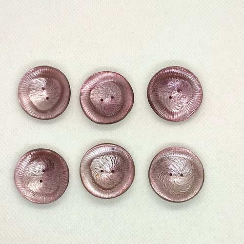 6 boutons en résine rose / mauve - 27mm - a24