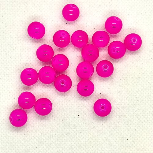 21 perles en verre fuchsia - 10mm - 197