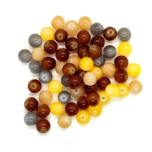 59 perles en verre multicolore - 10mm - 195