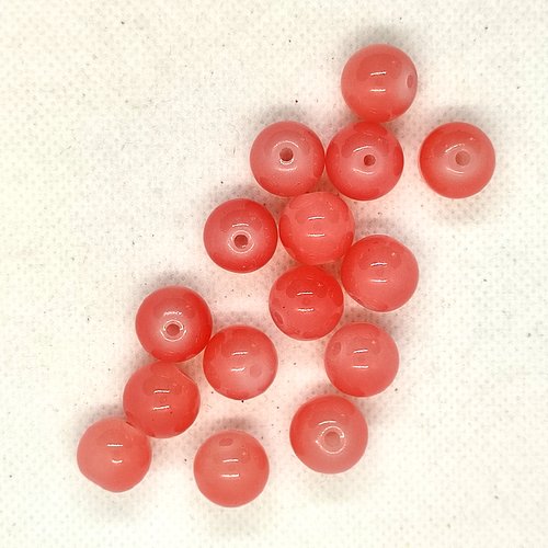 15 perles en verre rose - 12mm - 194