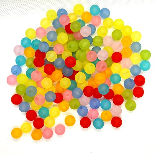 158 perles en résine multicolore - 12mm - 201