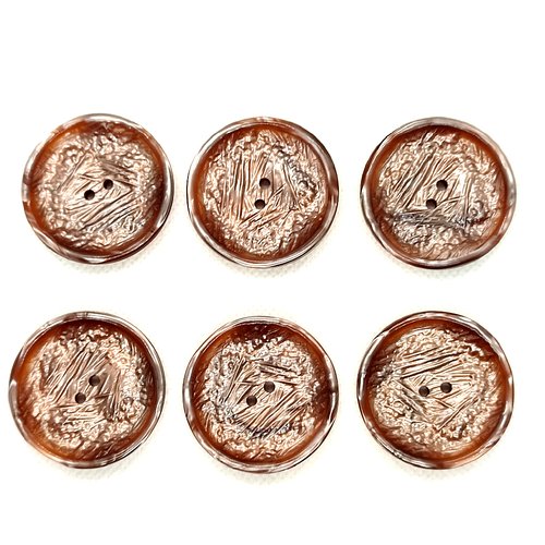 6 boutons en résine marron - 36mm - a25