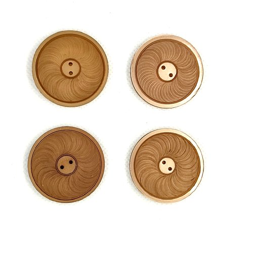 4 boutons en résine marron / taupe - 33mm - a26