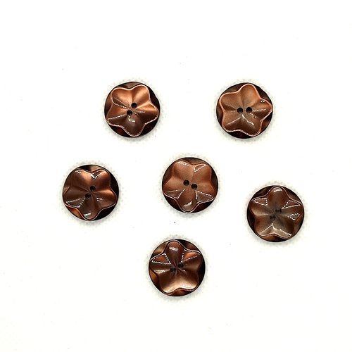 6 boutons en résine marron - 18mm - a26