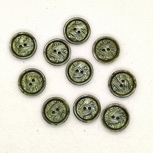 10 boutons en résine vert - 18mm - a27