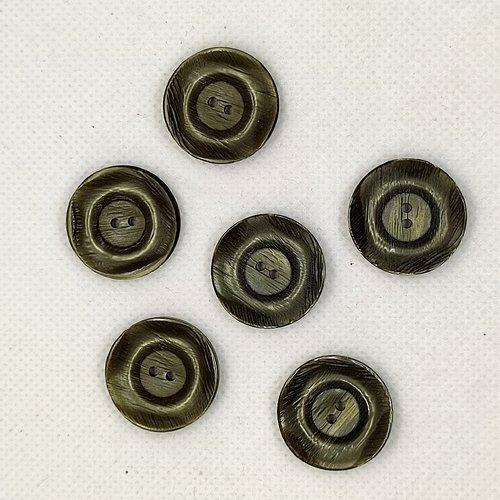 6 boutons en résine vert - 22mm - a27