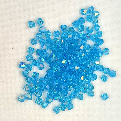 174 perles toupie en verre bleu - 6mm - 208