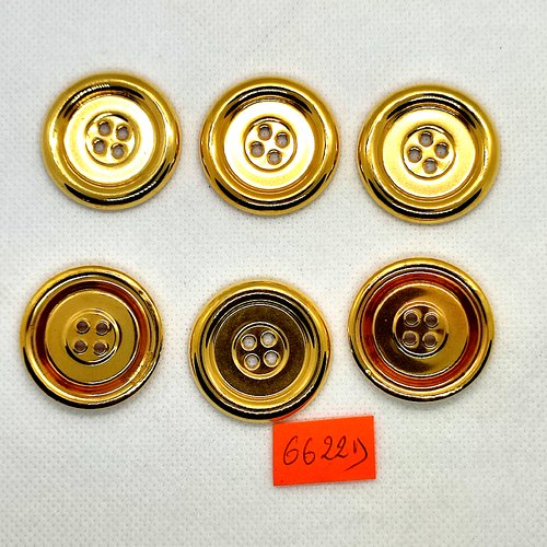 6 boutons en métal doré - vintage - 31mm - 6622d