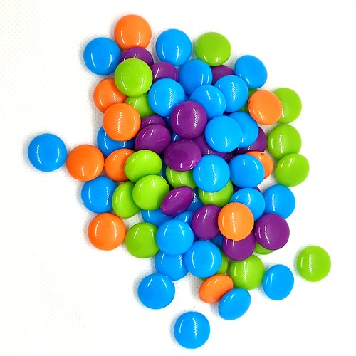 73 perles en résine - palets multicolore - 14mm - 242